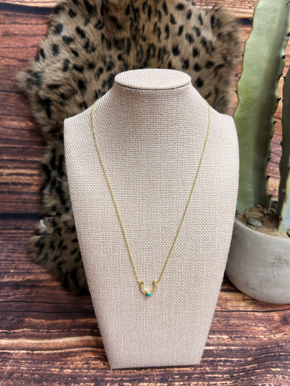 Gold/Turquoise Horse Shoe Necklace