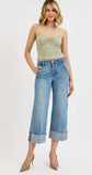 Risen High Rise Ankle Wide Cuffed-Tummy Control Jeans