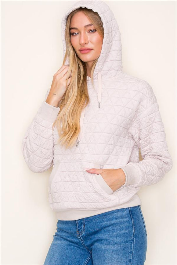 Brianna Quilted Hoodie-Ivory