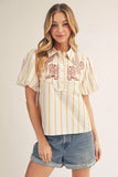 Cassie Striped Western Embroidery Top