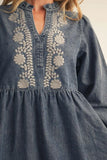 Maliah Embroidered Denim Dress