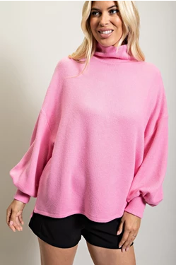 Shazley Mock Knit Sweater-Pink