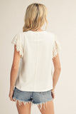 Anna American Flag Lace Sleeve Tee