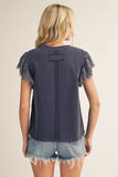 Anna American Flag Lace Sleeve Tee