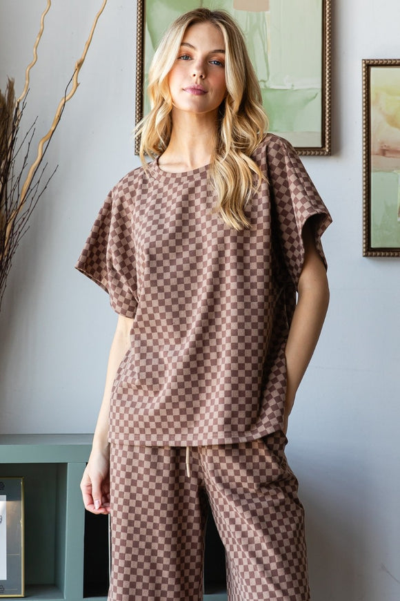 Emmie Checkered Set- Brown Charcoal