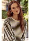Ky Striped Ribbed Top-Oatmeal