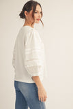 Rose Puff 3/4 Sleeve Solid Top