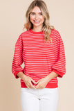 Harley Striped Print 3/4 Sleeves Top