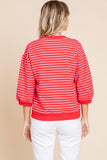Harley Striped Print 3/4 Sleeves Top