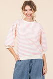 Harley Striped Print 3/4 Sleeves Top