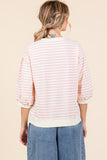 Harley Striped Print 3/4 Sleeves Top