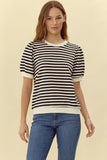 Ada Striped Short Puffed Sleeve Top