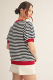 Kait Rib Band Stripe Top