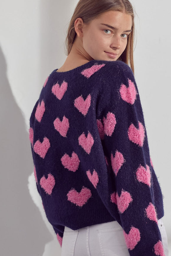 Alyssa Fuzzy Heart Sweater