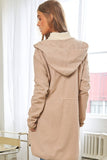 Andria Textured Knit Hooded Cardigan-Taupe
