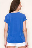 Addie Basic V-Neck Tee-Royal