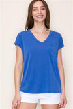 Addie Basic V-Neck Tee-Royal