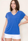 Addie Basic V-Neck Tee-Royal