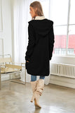 Andria Textured Knit Hooded Cardigan-Black