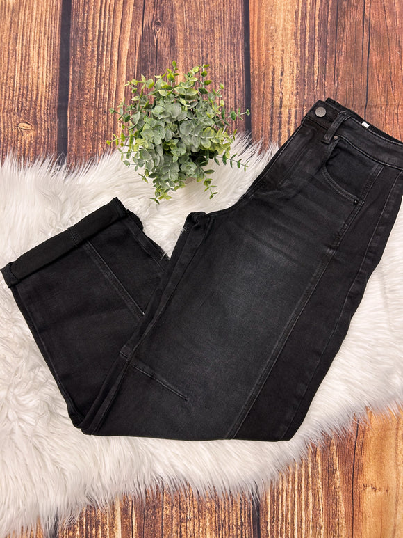 Sierra High Rise Crop Barrel Jeans