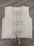 Wynona Bow Sweter Vest-Cream