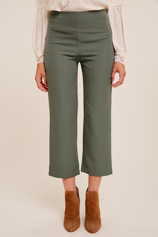 Caro Semi-Fitted Stretch Crop Pants- Dark Olive