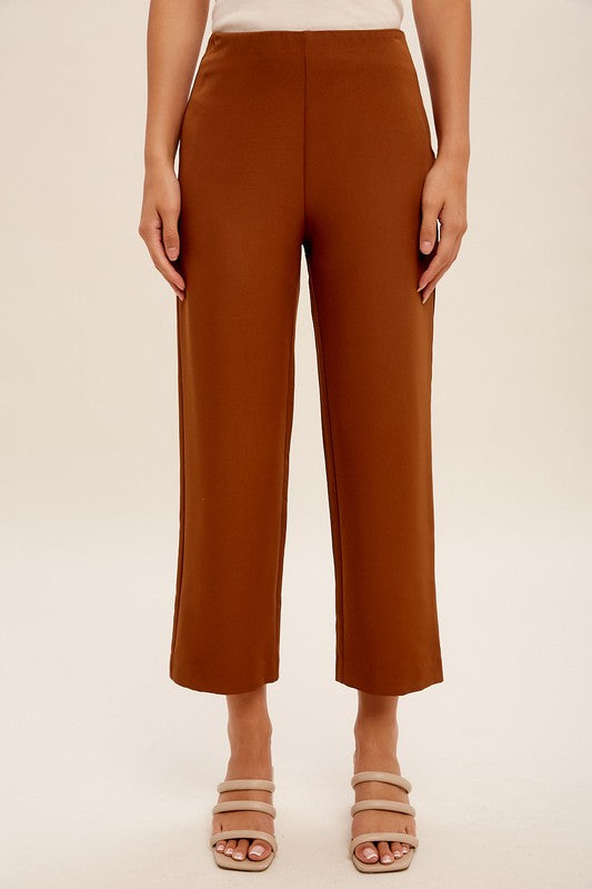 Caro Semi-Fitted Stretch Crop Pants-Butterscotch