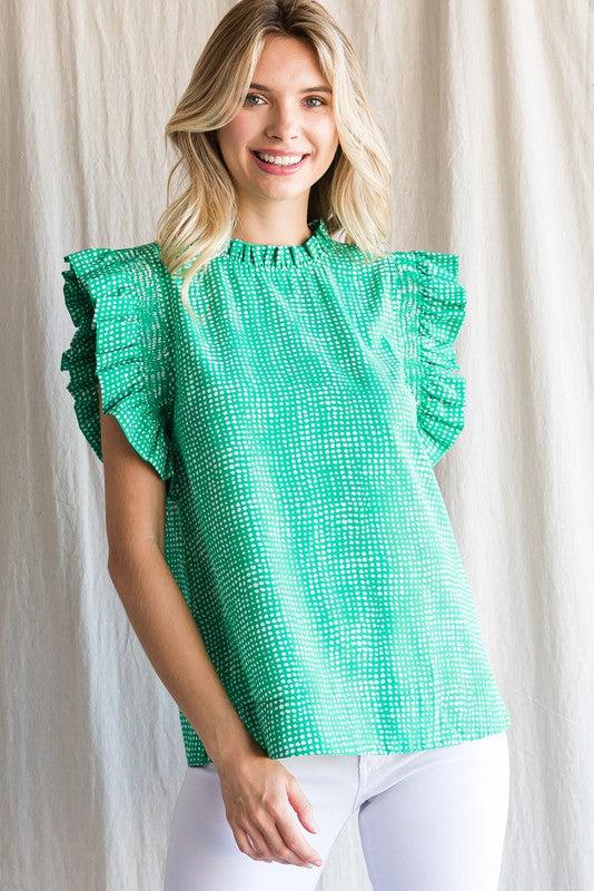 Bren Dot Print Top-Green