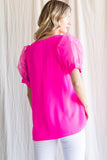 Val Short Puff Sleeves Top-Curvy-Pink