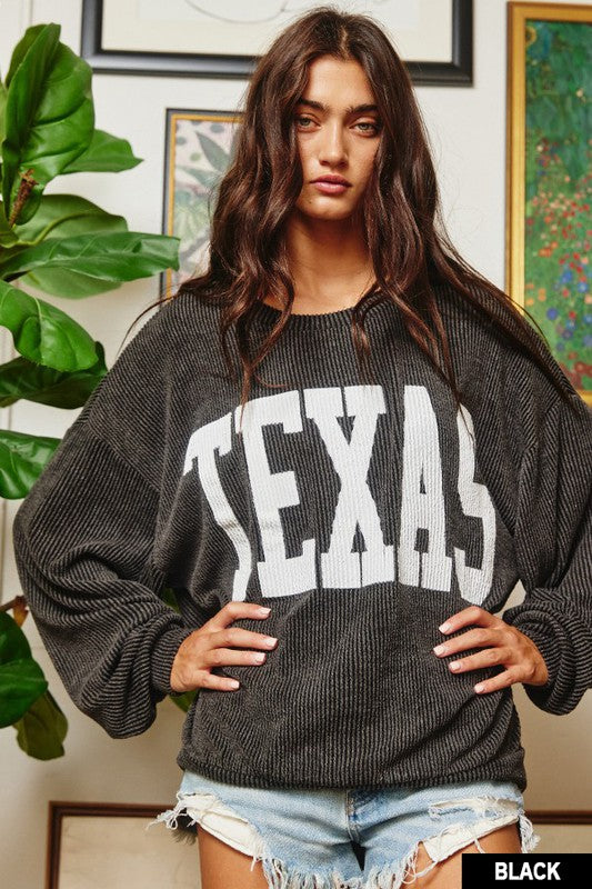 Texas Comfy Graphic Sweatshirt-Black