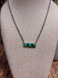 3 Stone Turquoise Bar Necklace