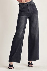 Risen Calloway High Rise Wide Leg Jeans- Black