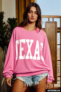 Texas Comfy Graphic Sweatshirt-Pink