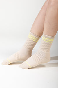 Striped Casual Socks-Cream