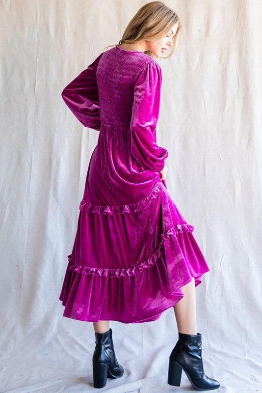 Connie Velvet Maxi Dress-Magenta Missy's Boutique Connie Velvet Maxi Dress-Magenta Missy's Boutique