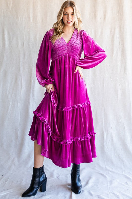 Connie Velvet Maxi Dress-Magenta Missy's Boutique Connie Velvet Maxi Dress-Magenta Missy's Boutique