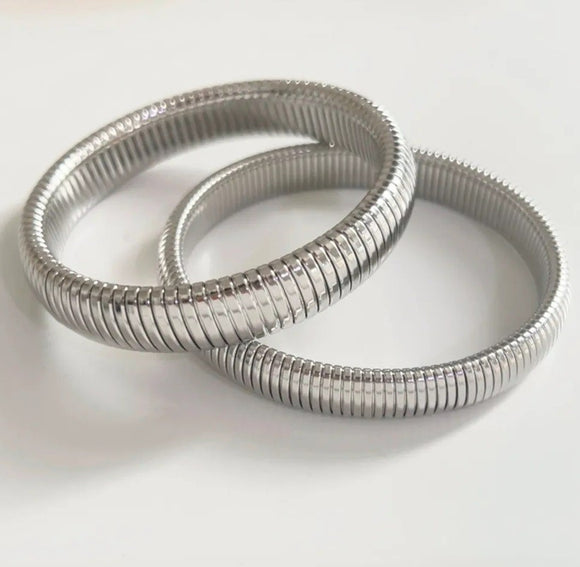 Talia Double Snake Bracelet Set-Silver