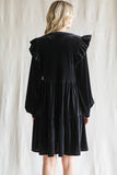 Faith Velvet Ruffled Dress-Black