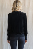 Kim Velvet Puffed Sleeve Sweatshirt-Black