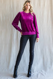 Kim Velvet Puffed Sleeve Sweatshirt-Magenta