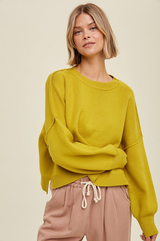 Roxy Crop Sweater-Lime