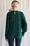 Holly Textured Peasant Top-Hunter Green