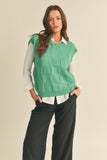 Trina Check Pattern Vest-Rosemary Green