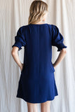 Dafne Solid Side Pockets Dress