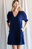 Dafne Solid Side Pockets Dress