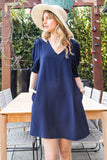 Dafne Solid Side Pockets Dress