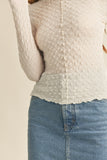 Gemma Textured Long Sleeve Top-Creamy
