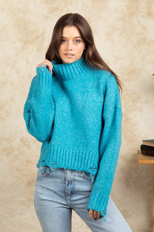 Lindsey Solid Sweater-Blue
