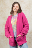 Heather Chunky Sweater Cardigan -Pink
