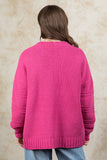 Heather Chunky Sweater Cardigan -Pink